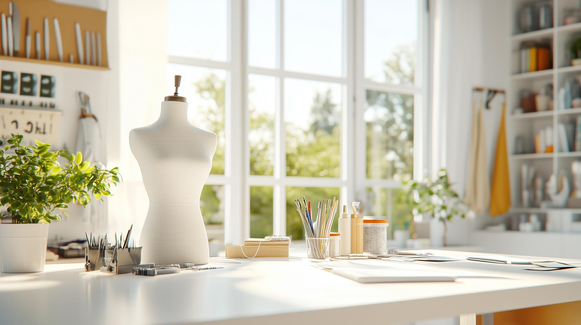 Studio di ricamo con luce naturale